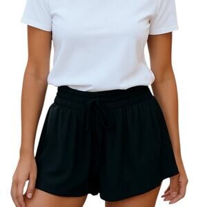 HeathYoga Flared Butterfly Shorts Size Small Black Attached Biker Shorts Pockets